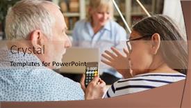  Presentation with retirement calculator - PPT theme enhanced with couple-of-seniors-with-pocket background and a coral colored foreground