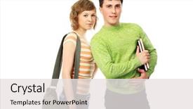  Presentation with theme - Cool new theme with couple of students theme education backdrop and a  colored foreground