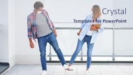  Presentation with saying - Colorful presentation theme enhanced with couple-of-students-wearing-masks backdrop and a sky blue colored foreground