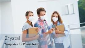  Presentation with masks - Slide set enhanced with couple-of-students-wearing-masks background and a light blue colored foreground