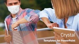  Presentation with masks - Presentation theme featuring couple-of-students-wearing-masks background and a coral colored foreground