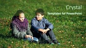  Presentation with teenagers - Theme having couple-of-teenagers-meet-romantically background and a tawny brown colored foreground