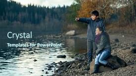  Presentation with teenagers - Colorful PPT theme enhanced with couple-of-teenagers-romantically backdrop and a ocean colored foreground