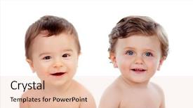  Presentation with babies - Slide deck with couple of twins babies girl background and a lemonade colored foreground
