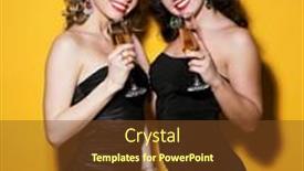  Presentation with party time - Beautiful slide set featuring couple-of-two-fashionable-women backdrop and a tawny brown colored foreground