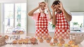  Presentation with pastries - PPT layouts having couple-of-wife-and-husband background and a coral colored foreground