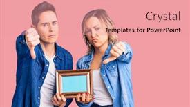  Presentation with unhappy women - Theme featuring couple-of-women-holding-empty background and a coral colored foreground