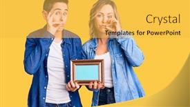  Presentation with lips mouth - PPT layouts consisting of couple-of-women-holding-empty background and a yellow colored foreground