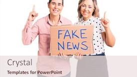  Presentation with fake news - PPT theme having couple-of-women-holding-fake background and a lemonade colored foreground