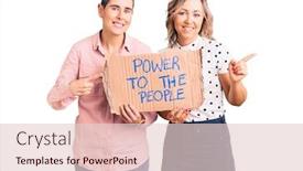  Presentation with power - Slides having couple-of-women-holding-power background and a lemonade colored foreground