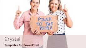  Presentation with power - PPT layouts featuring couple-of-women-holding-power background and a lemonade colored foreground