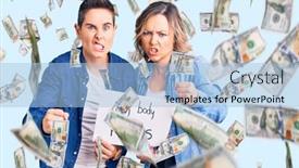  Presentation with women body - Slide deck consisting of couple-of-women-holding background and a light blue colored foreground