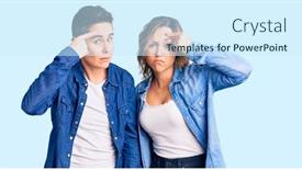  Presentation with unhappy women - PPT layouts featuring couple-of-women-wearing-casual background and a cool aqua colored foreground
