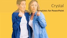  Presentation with payment - Slide set with couple-of-women-wearing-casual background and a yellow colored foreground