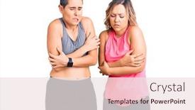  Presentation with women sad - Amazing PPT layouts having couple-of-women-wearing-sportswear backdrop and a sky blue colored foreground