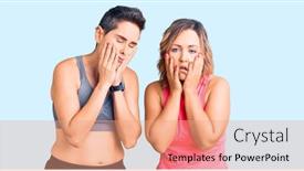  Presentation with sadness - Slide deck having couple-of-women-wearing-sportswear background and a coral colored foreground