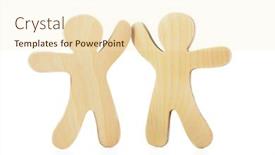  Presentation with wooden - PPT theme consisting of couple-of-wooden-figures-isolated background and a cream colored foreground