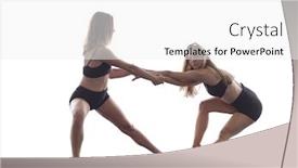  Presentation with art dance - PPT layouts having couple-of-young-female-athletic background and a white colored foreground