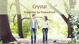  Presentation with old couple walking - PPT theme enhanced with couple of young hipsters walking background and a  colored foreground