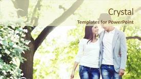  Presentation with park - PPT theme having couple of young hipsters walking background and a cream colored foreground
