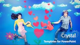  Presentation with growing - Presentation theme having couple of young people growing background and a teal colored foreground