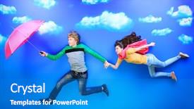  Presentation with cartoon - Presentation theme enhanced with couple of young people background and a teal colored foreground