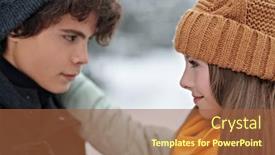  Presentation with first - Theme consisting of couple-of-young-romantic-people background and a red colored foreground