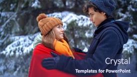  Presentation with first - Slide deck consisting of couple-of-young-romantic-people background and a ocean colored foreground