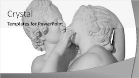  Presentation with couple - Beautiful slide deck featuring couple-of-young-statue backdrop and a light gray colored foreground