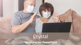  Presentation with old couple - Presentation design with couple-old-aged-senior-people background and a coral colored foreground