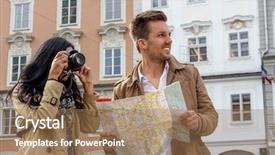  Presentation with city of phoenix - Colorful slide set enhanced with couple on a city break backdrop and a coral colored foreground