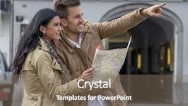  Presentation with city cds - Colorful slide set enhanced with couple on a city break backdrop and a violet colored foreground