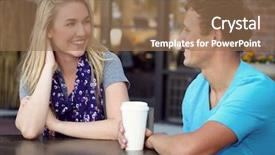  Presentation with catholic couple silhouette of young - Slide set with couple on a coffee date background and a coral colored foreground