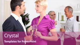  Presentation with dinner - Beautiful PPT theme featuring couple on a family dinner drinking champagne backdrop and a violet colored foreground