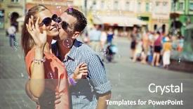  Presentation with clear sunny day rural landscape - PPT theme having couple on a sunny day background and a gray colored foreground