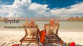  Presentation with tropical christmas - Theme featuring couple on a tropical beach background and a coral colored foreground