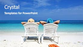  Presentation with tropical beach party - Presentation design having couple on a tropical beach background and a  colored foreground