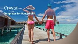  Presentation with maldives - Colorful slide set enhanced with couple-on-a-tropical-beach backdrop and a ocean colored foreground