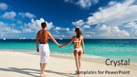  Presentation with maldives - Presentation theme consisting of couple on a tropical beach at maldives background and a lemonade colored foreground