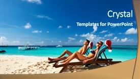  Presentation with maldives - Slide deck enhanced with couple on a tropical beach background and a dark gray colored foreground