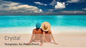  Presentation with maldives - Slide deck consisting of couple-on-a-tropical-beach background and a coral colored foreground