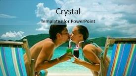  Presentation with lounge - Presentation design with couple on a tropical beach in chaise lounge background and a light blue colored foreground