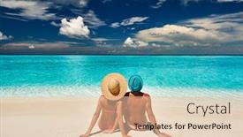  Presentation with maldives - Colorful theme enhanced with couple-on-a-tropical-beach backdrop and a lemonade colored foreground