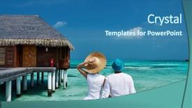  Presentation with maldives - Amazing presentation theme having couple on a tropical beach backdrop and a ocean colored foreground