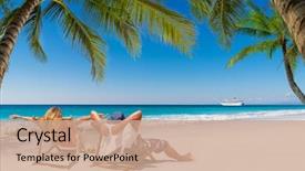  Presentation with maldives - Slide set featuring couple on a tropical beach background and a coral colored foreground