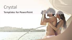  Presentation with yacht - Audience pleasing presentation consisting of couple on a yacht backdrop and a pink colored foreground