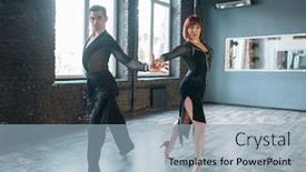  Presentation with couple dance - Presentation theme with couple on ballrom dance training in class background and a light blue colored foreground