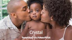  Presentation with happy birthday baby - Beautiful slide deck featuring couple on bed with baby backdrop and a tawny brown colored foreground