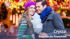  Presentation with cotton candy - Presentation theme featuring couple on christmas market eating cotton candy background and a ocean colored foreground