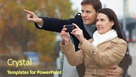  Presentation with take a trip - Cool new theme with couple on city trip taking backdrop and a tawny brown colored foreground